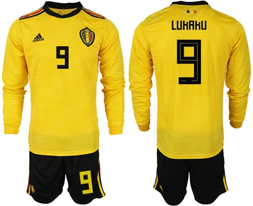 Belgium #9 Lukaku Away Long Sleeves Soccer Country Jersey
